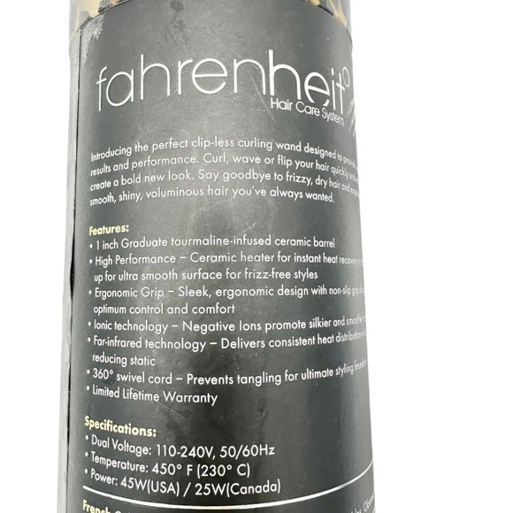 Fahrenheit Curling Wand Leopard Ceramic Barrel Tourmaline NEW open box - Picture 7 of 14